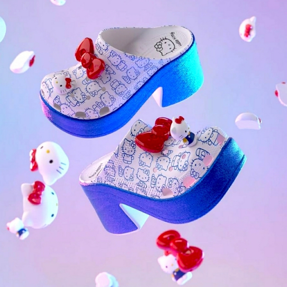 Otaku Crocs Hello Kitty 50th Aniversary Blue Glitter High Siren Clog 10W 8M NWT